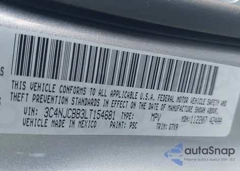 2020 Jeep Compass Sun And Wheel Fwd из США, поврежденный, VIN 3C4NJCBB3LT154681